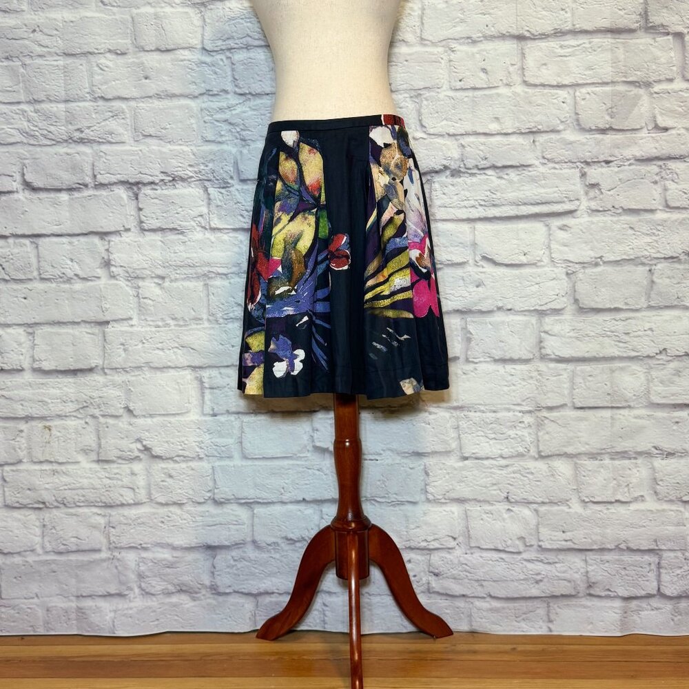 Steps Black Abstract Floral Knee-Length Skirt